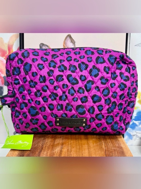 Vera Bradley Handbags - Vera Bradley African Violets Leopard Print Quilted Cosmetic Pouch